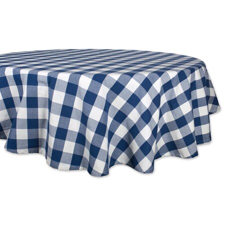 Fastfood 70 in. Round Navy Buffalo Check Tablecloth FA2567445